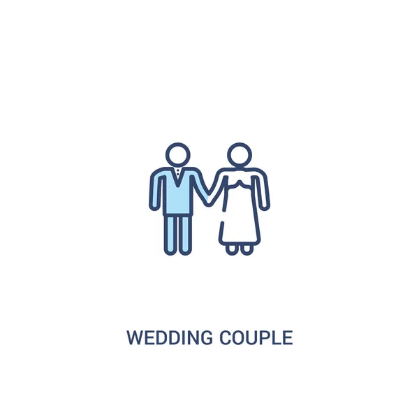 Düğün çift kavramı 2 renkli simgesi. basit çizgi elemanı illus — Stok Vektör