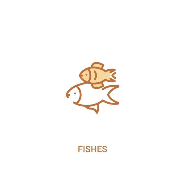 Concepto de peces 2 icono de color. ilustración simple elemento de línea . — Archivo Imágenes Vectoriales