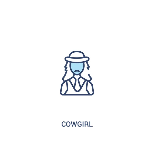 Concept de cowgirl 2 icône de couleur. illustration simple d'élément de ligne — Image vectorielle