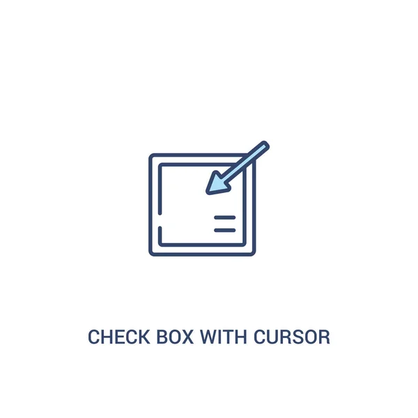 Caixa de seleção com o conceito do cursor 2 ícone colorido. Elemento de linha simples — Vetor de Stock