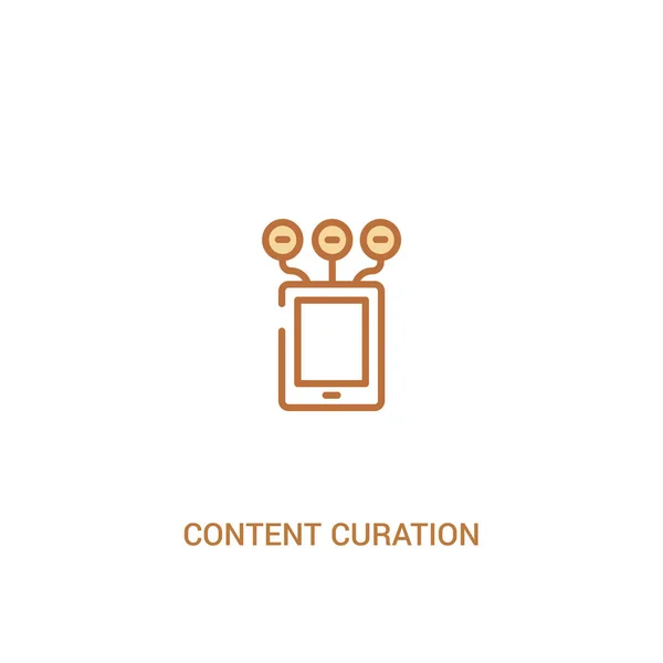 Concepto de curación de contenido 2 icono de color. elemento de línea simple mal — Vector de stock