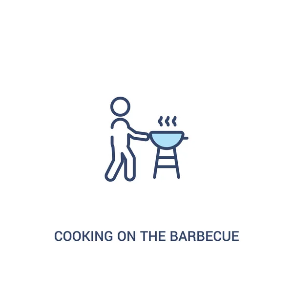 Cuisson sur le concept de barbecue 2 icône de couleur. simple ligne elem — Image vectorielle