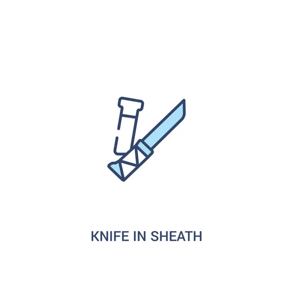 Messer im Scheidenkonzept 2 farbiges Symbol. einfaches Linienelement illu — Stockvektor