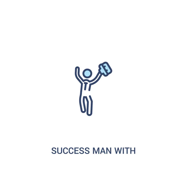Homem de sucesso com conceito mala 2 ícone colorido. linha simples el —  Vetores de Stock