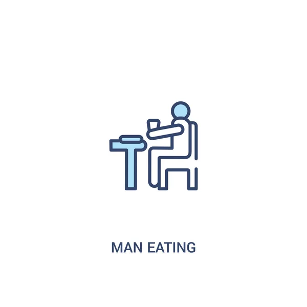 Hombre comiendo concepto 2 icono de color. elemento de línea simple illustrat — Vector de stock