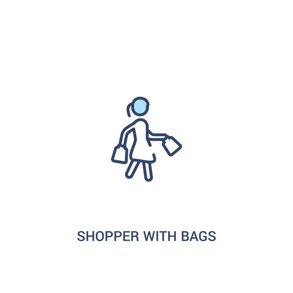 Shopper med väskor Concept 2 färgad ikon. enkelt linjeelement Il — Stock vektor