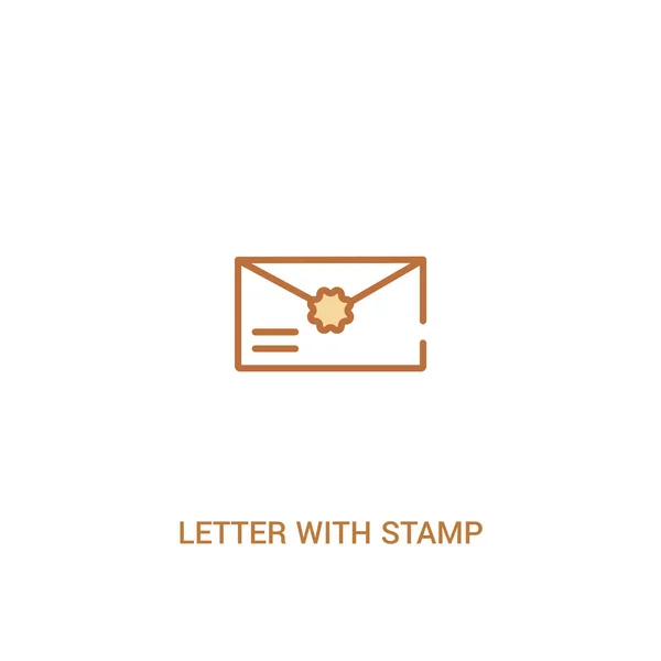 Brief mit Briefmarkenkonzept 2 farbiges Symbol. einfaches Linienelement il — Stockvektor