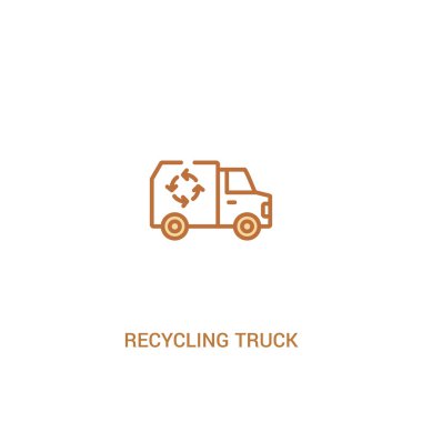 geri dönüşüm kamyon kavramı 2 renkli simgesi. basit çizgi elemanı illu