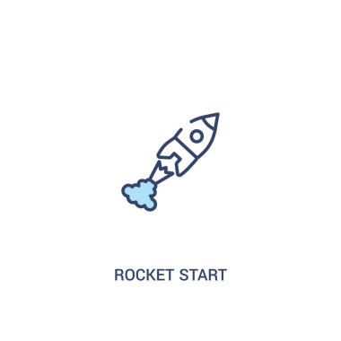 roket başlangıç kavramı 2 renkli simgesi. basit çizgi elemanı illustr