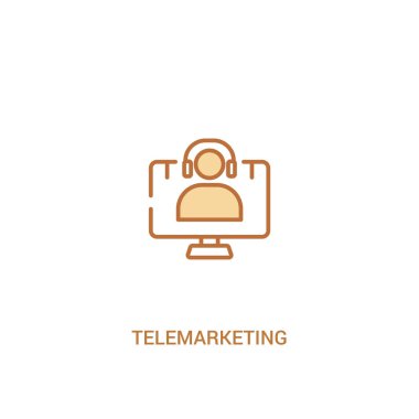 telemarketing kavramı 2 renkli simge. basit çizgi elemanı illust