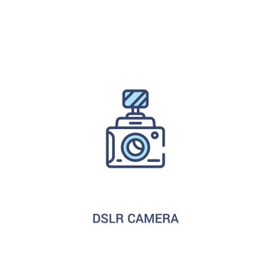 dslr kamera kavramı 2 renkli simge. basit çizgi elemanı illustra