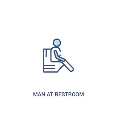 tuvalet kavramı 2 renkli simgesinde adam. basit çizgi elemanı illu