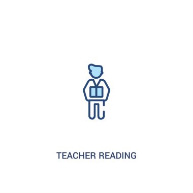 öğretmen okuma kavramı 2 renkli simge. basit çizgi elemanı illu