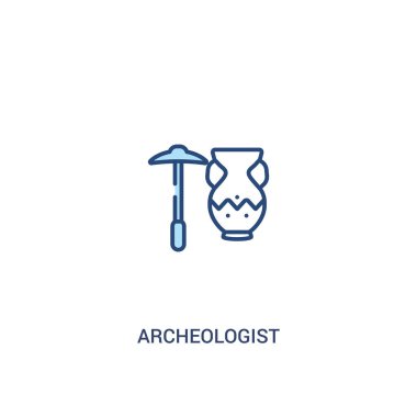 arkeolog kavramı 2 renkli simge. basit çizgi elemanı illustr