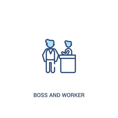 patron ve işçi kavramı 2 renkli simgesi. basit çizgi elemanı illu