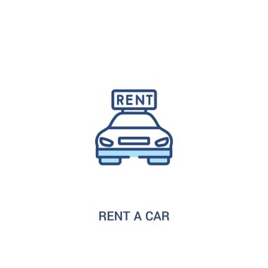 bir araba konsepti 2 renkli simgesi kiralamak. basit satır öğesi illustrat