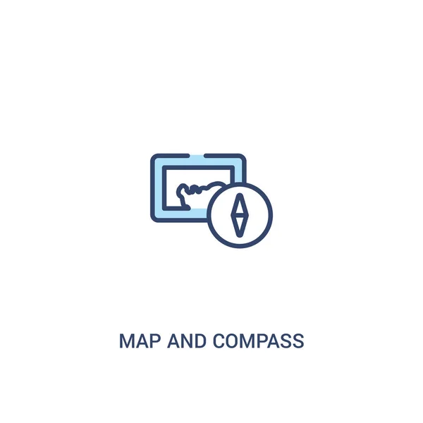 map and compass orientation tools concept 2 colored icon. simple