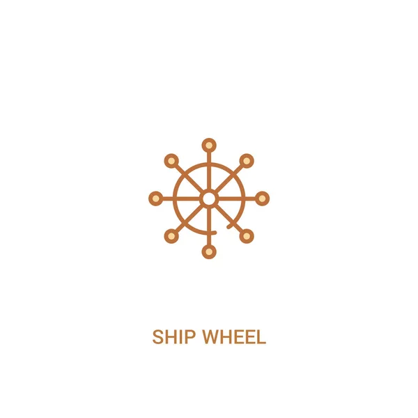 Gemi tekerlek kavramı 2 renkli simgesi. basit satır öğesi illustrat — Stok Vektör