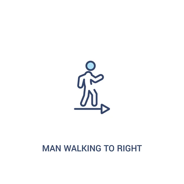 男子步行到右侧概念2彩色图标。简单线元素 — 图库矢量图片