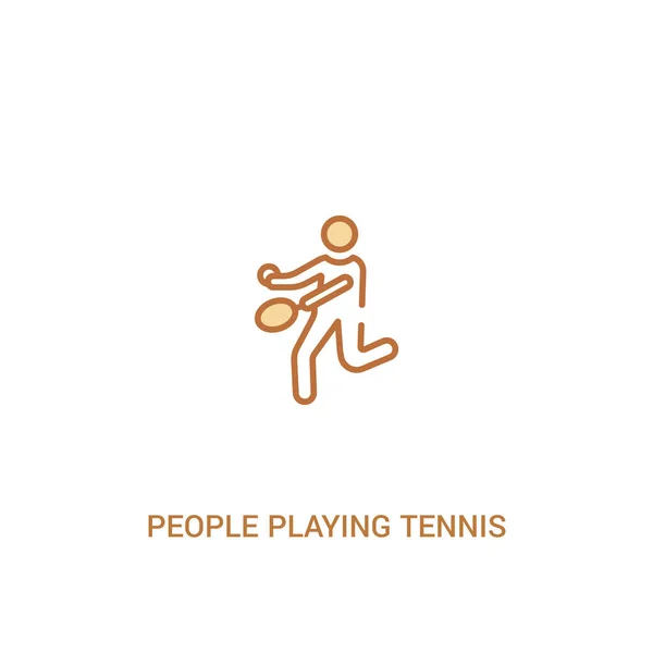 Tenis kavramı 2 renkli simge oynayan insanlar. basit hat elemen — Stok Vektör
