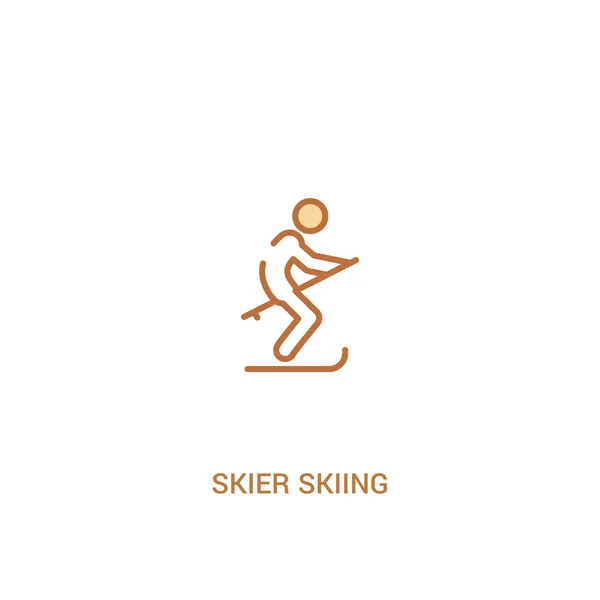 Skier skiing concept 2 colored icon. simple line element illustr — Stock Vector