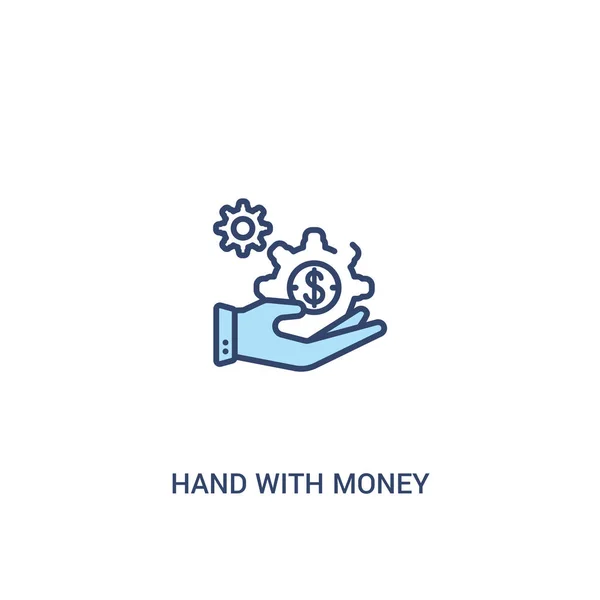 Mão com dinheiro engrenagem conceito 2 ícone colorido. elemento de linha simples — Vetor de Stock