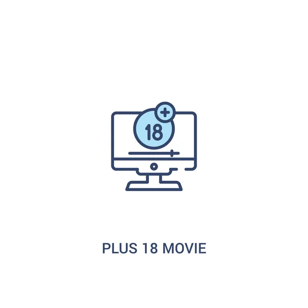 Plus 18 concept de film 2 icône de couleur. élément de ligne simple illust — Image vectorielle