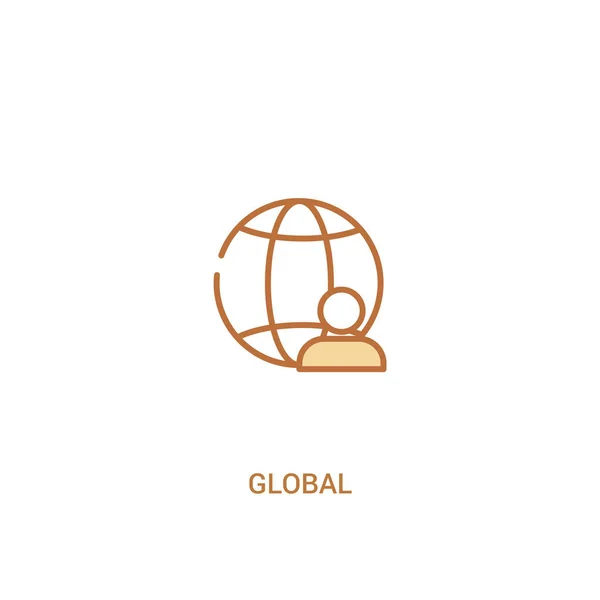 글로벌 개념 2 컬러 아이콘. 간단한 선 요소 그림. — 스톡 벡터
