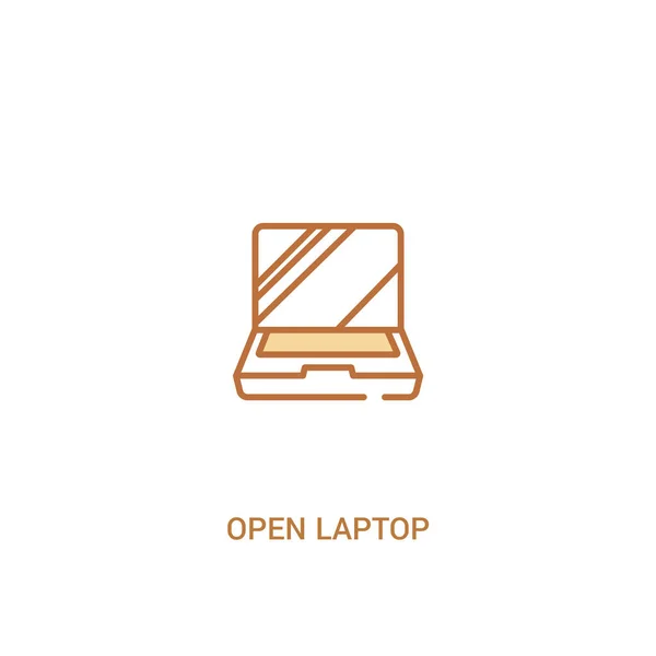 Offenes Laptop-Konzept 2 farbiges Symbol. einfaches Linienelement illustriert — Stockvektor
