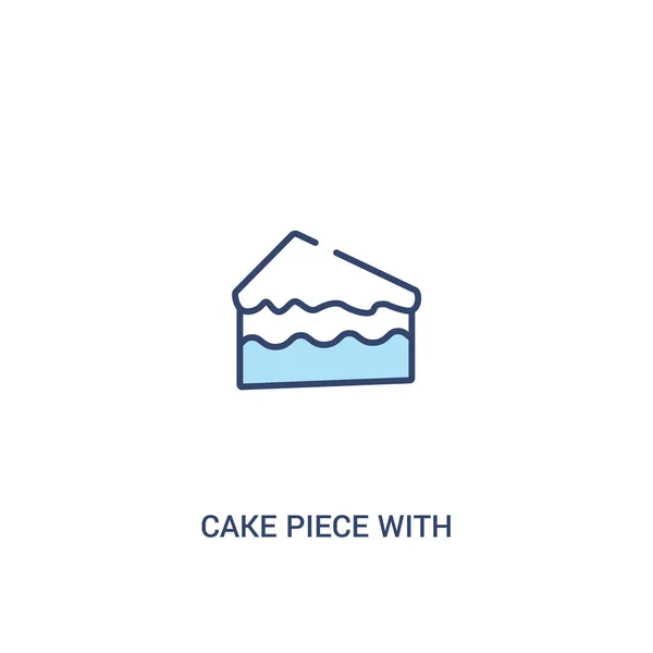 Tårta pjäs med grädde koncept 2 färgad ikon. Simple line eleme — Stock vektor