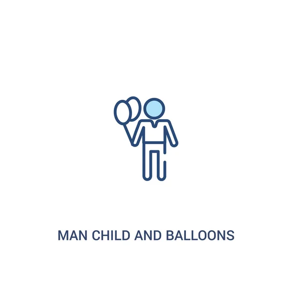 Man kind en ballonnen concept 2 gekleurd pictogram. eenvoudige lijn buurt — Stockvector