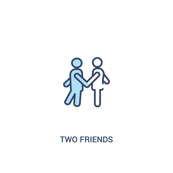 Deux amis concept 2 icône de couleur. élément de ligne simple illustra — Image vectorielle