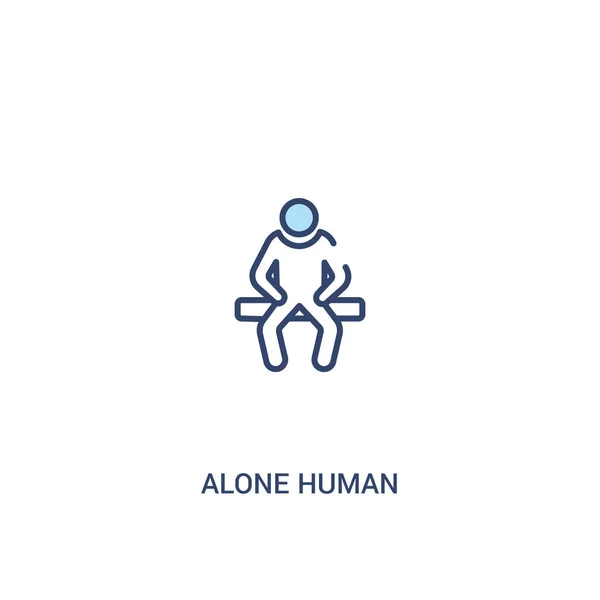 Ensam människa koncept 2 färgad ikon. enkelt linjeelement illustra — Stock vektor
