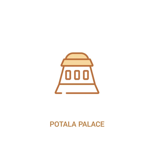 Potala 궁전 개념 2 색깔 아이콘입니다. 간단한 선 요소 설명 — 스톡 벡터