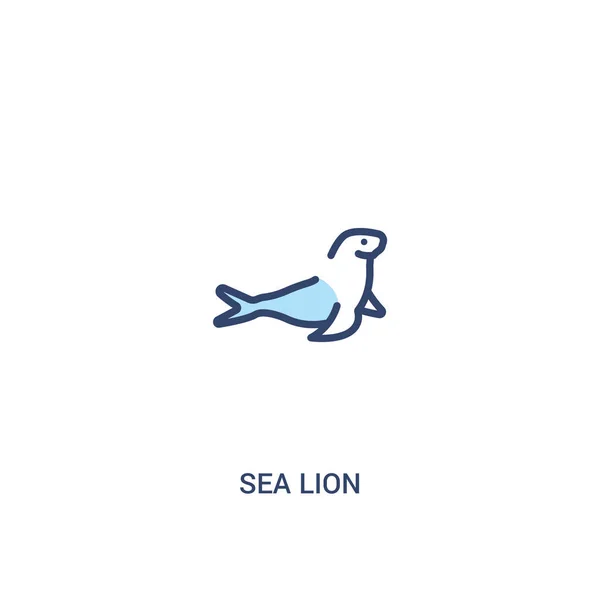 Concepto de león marino 2 icono de color. ilustración de elemento de línea simple — Archivo Imágenes Vectoriales