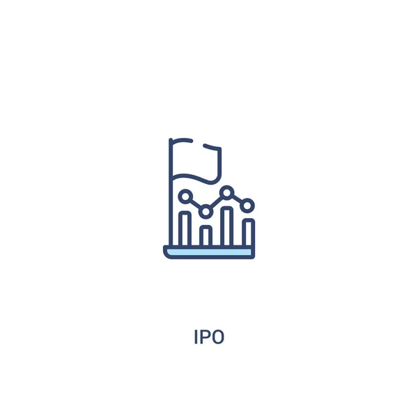 IPO koncepció 2 színes ikon. egyszerű vonalelem illusztrációja. Ou — Stock Vector