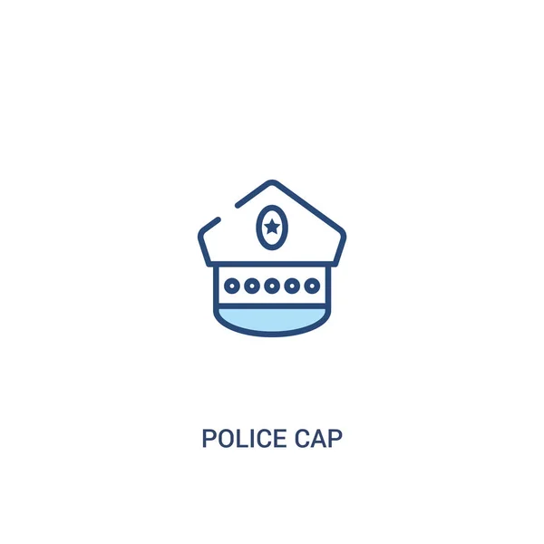 Concepto de gorra de policía 2 icono de color. elemento de línea simple illustrat — Archivo Imágenes Vectoriales