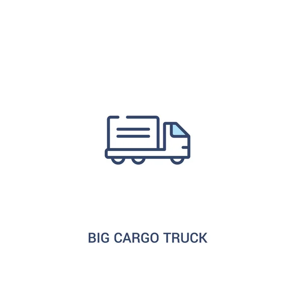 Nagy rakomány teherautó koncepció 2 színes ikon. egyszerű vonal elem Illu — Stock Vector