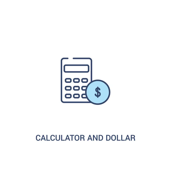 Концепция калькулятора и доллара 2 цветной значок. Простые линейные старшины — стоковый вектор