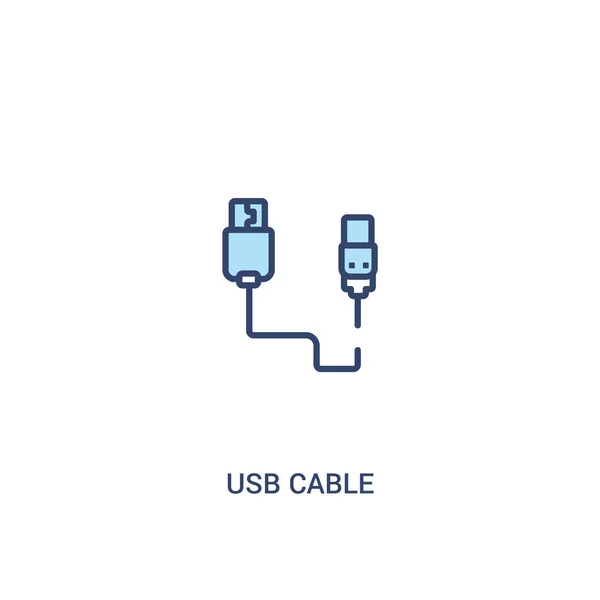 Konsep usb kabel 2 ikon berwarna. ilustrasi elemen garis sederhana - Stok Vektor