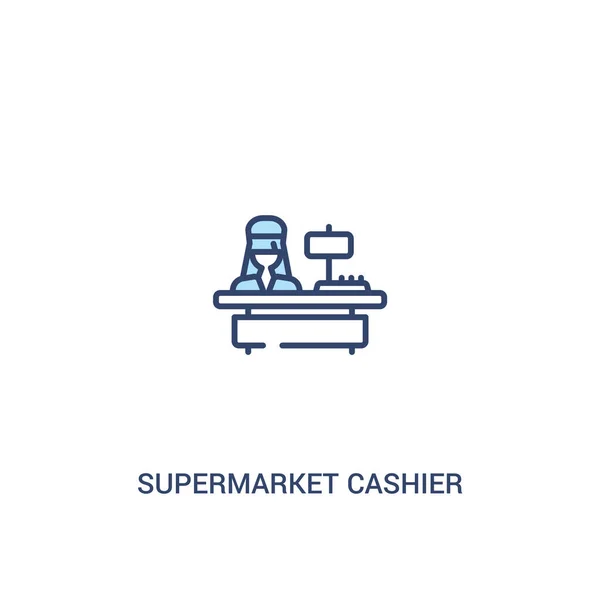 Supermarkt kassier concept 2 gekleurd icoon. eenvoudig lijn element — Stockvector