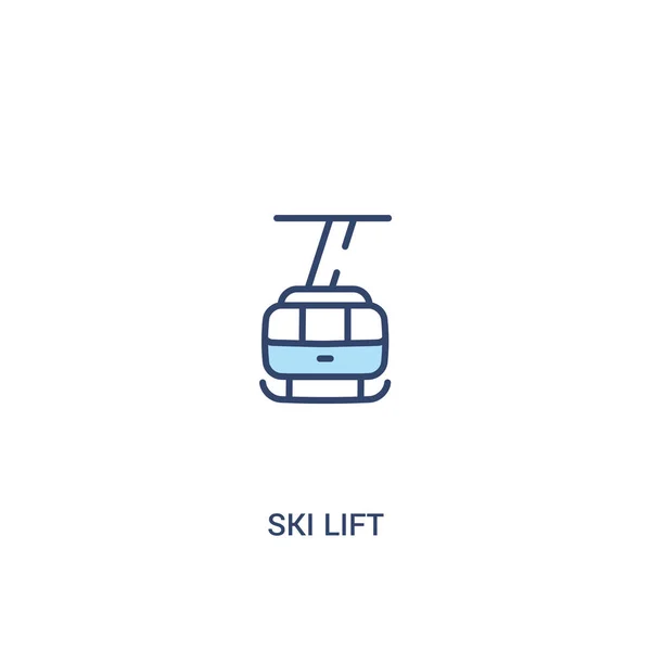 スキーリフトコンセプト2色のアイコン。シンプルなライン要素イラストリオ — ストックベクタ