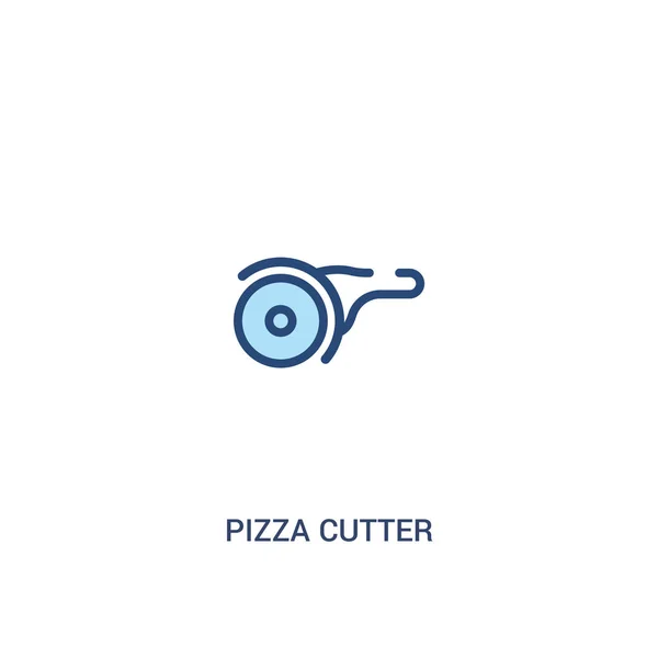 Concepto de cortador de pizza 2 icono de color. elemento de línea simple illustr — Vector de stock