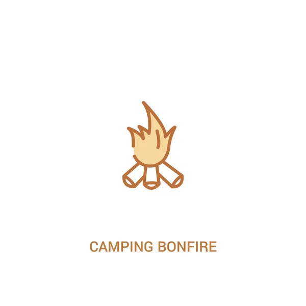 Concepto de hoguera camping 2 icono de color. elemento de línea simple illu — Archivo Imágenes Vectoriales