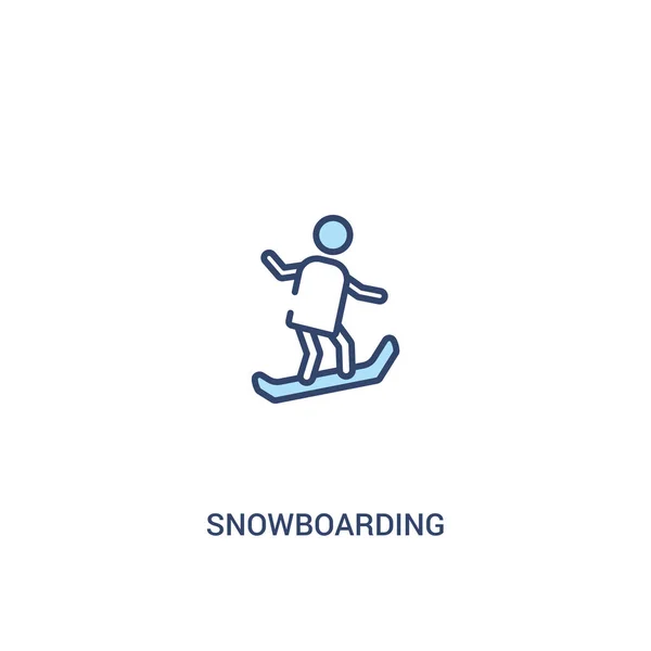Koncepcja snowboardu 2 kolorowa ikona. prosty element liniowy ilustr — Wektor stockowy