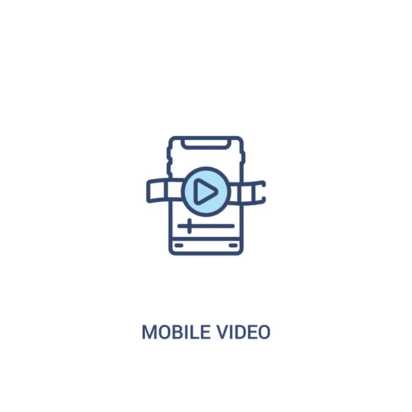 Mobil video kavramı 2 renkli simge. basit çizgi elemanı illustr — Stok Vektör