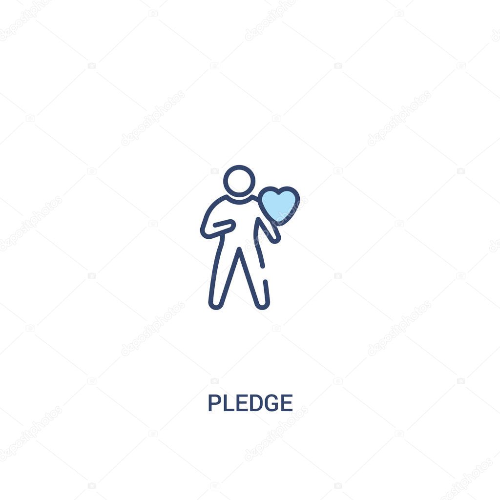 Pledge concept 2 colored icon. simple line element illustration. outline blue pledge symbol. can be used for web and mobile ui/u