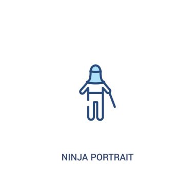 ninja portre kavramı 2 renkli simge. basit çizgi elemanı illus
