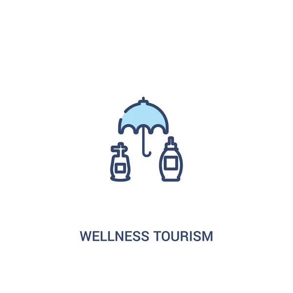 Concepto de turismo de bienestar 2 icono de color. elemento de línea simple mal — Vector de stock