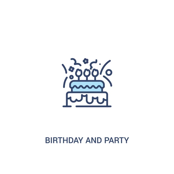 Γενέθλια και το κόμμα έννοια 2 έγχρωμο εικονίδιο. απλό στοιχείο γραμμής i — Διανυσματικό Αρχείο